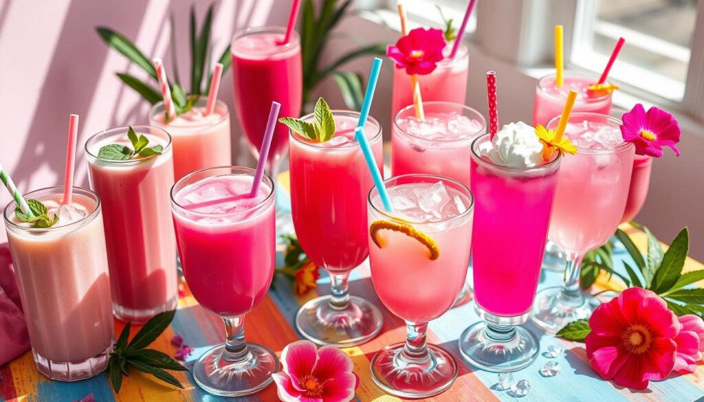 Variety of pink drinks