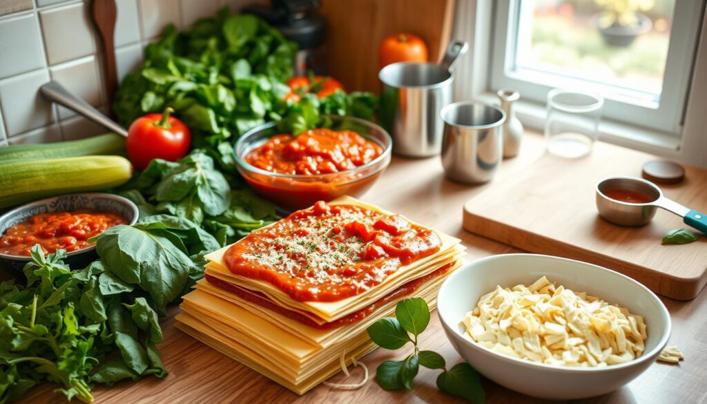 Vegan lasagna preparation