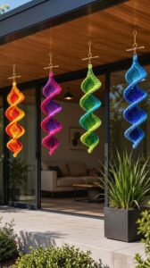 Two Color Back Loop Stitch Crochet Colorful Crochet Twist Wind Spinners – Homirecipes