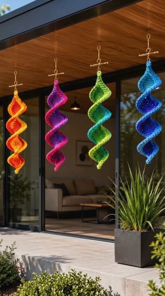 Two Color Back Loop Stitch Crochet Colorful Crochet Twist Wind Spinners – Homirecipes